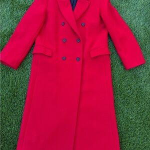 Zara Women’s luxury Vibrant Red Trench Coat 100% viscose